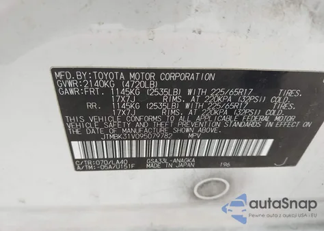 2009 Toyota Rav4 Limited V6 z USA, uszkodzony, nr VIN JTMBK31V095079782